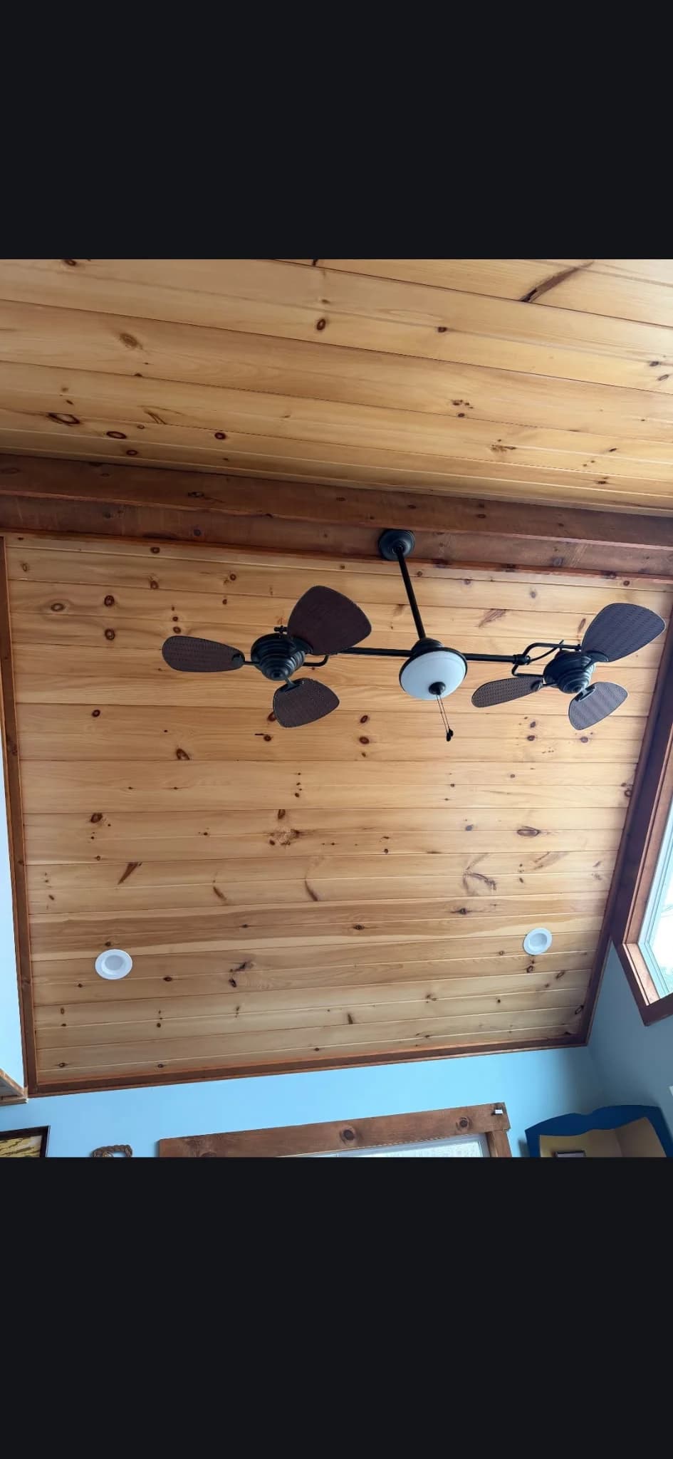 Tongue-and-groove knotty pine ceiling installation